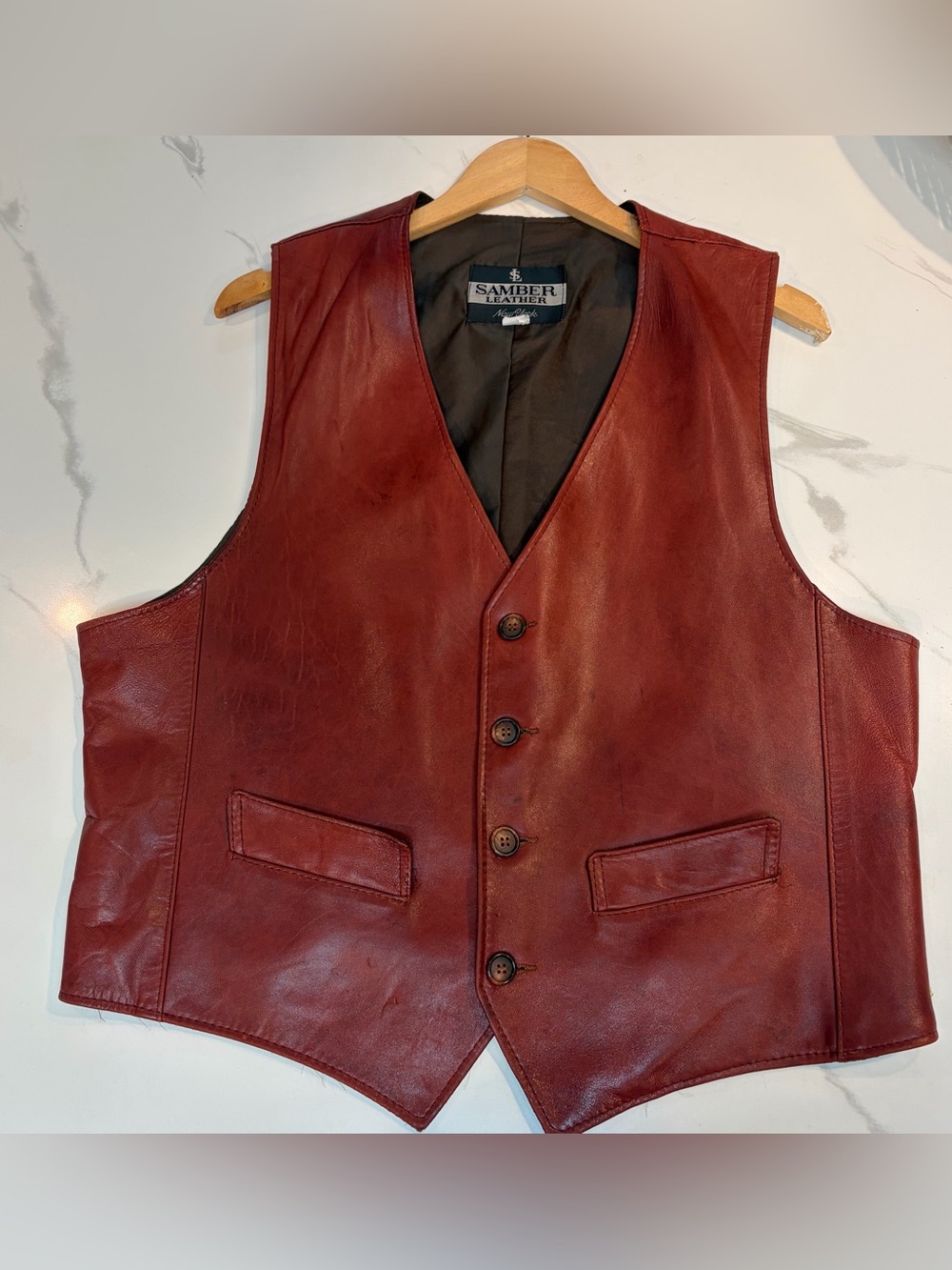 SAMBER 100% LEATHER RUST VEST 70s